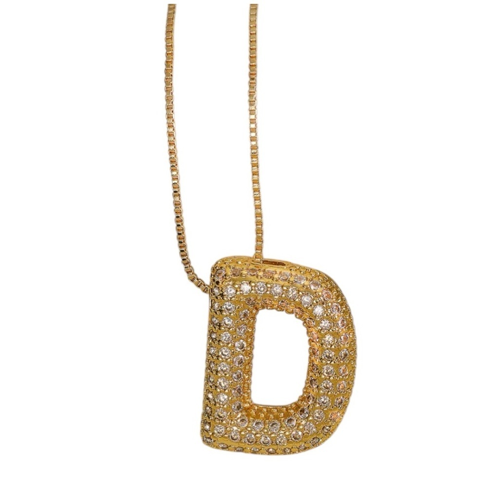 Gold Initial D Necklace 18K Gold Plated Stainless Steel Box Chain NWT